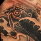Tattoos - Black and Gray Koi Fish Tattoo - 69790